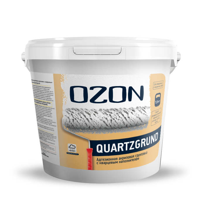 Кварц-грунт акриловый для декоративной штукатурки OZON Quartzgrund ВД-АК-032М-7,5 белая  морозостойкая